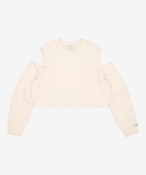 컷아웃 울 케이블 니트 O