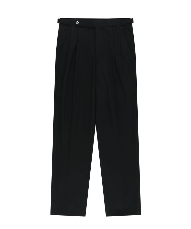 Essential Wool Flannel adjust relaxed Trouser (Black)