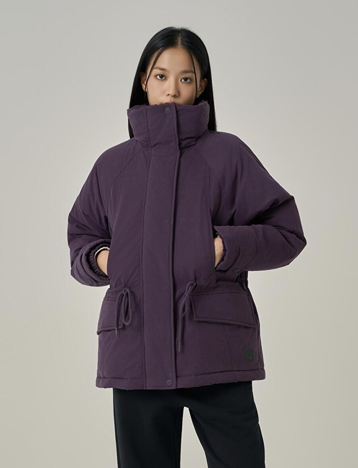 슈퍼드라이(SUPERDRY) W 하이넥 미드 다운 점퍼 퍼플