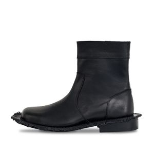 Fringe side zip-up middle boots_Black