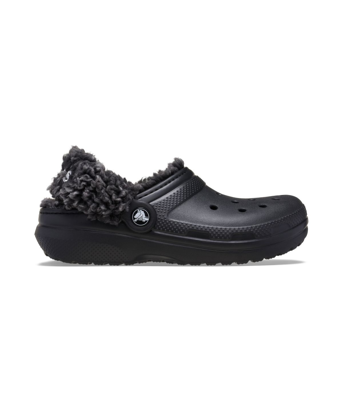 크록스키즈(CROCS KIDS) 클래식 플리스 라인드 클로그(플리스 스트랩) 키즈 - 블랙