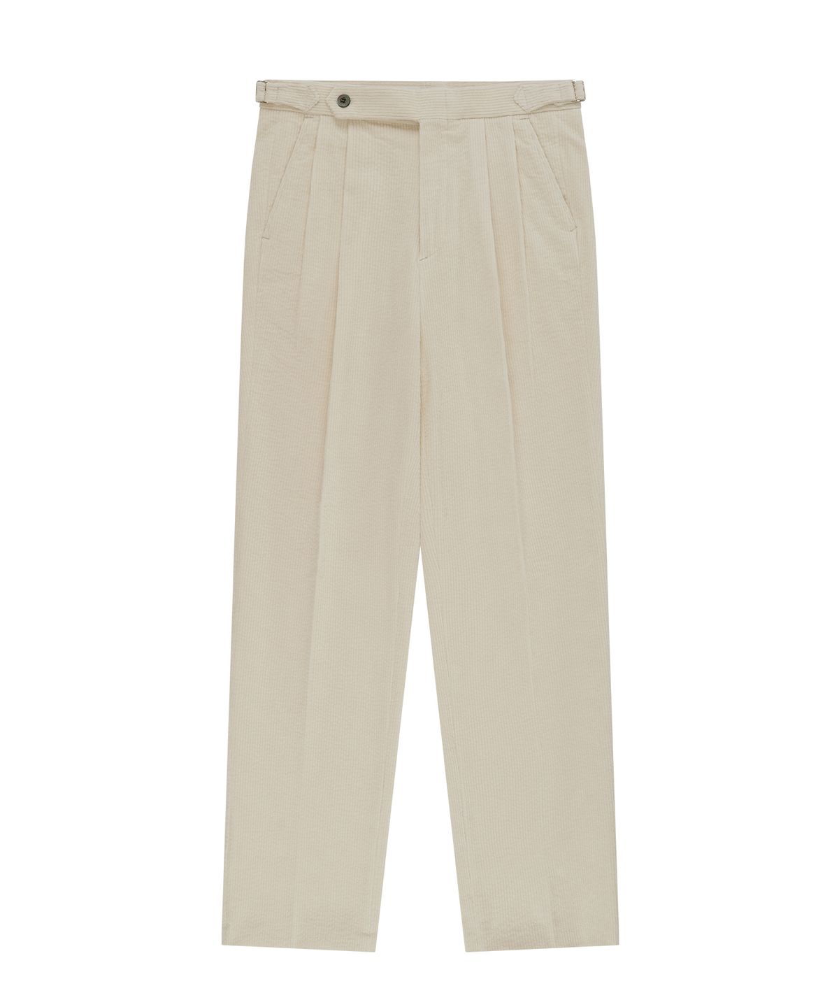 벨리프(BELLIEF) Corduroy adjust Double-Pleated relaxed Trouser (Ecru)