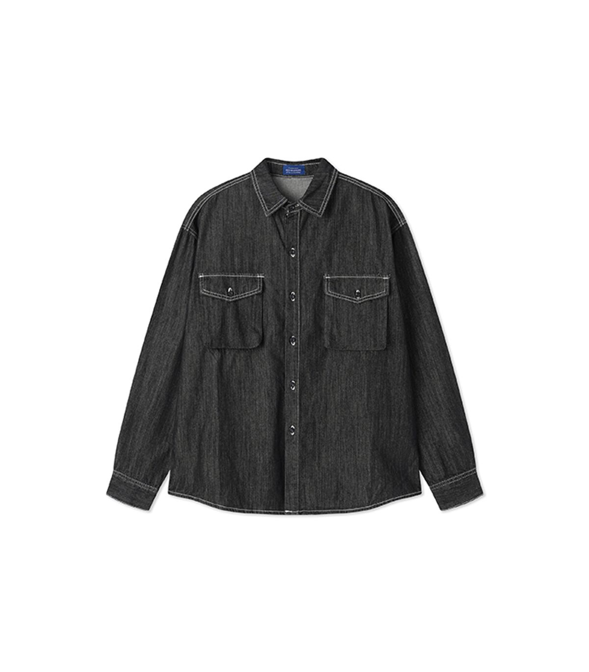 블랙브라운(BLACKBROWN) 투 포켓 데님 워크 셔츠 [BLACK]