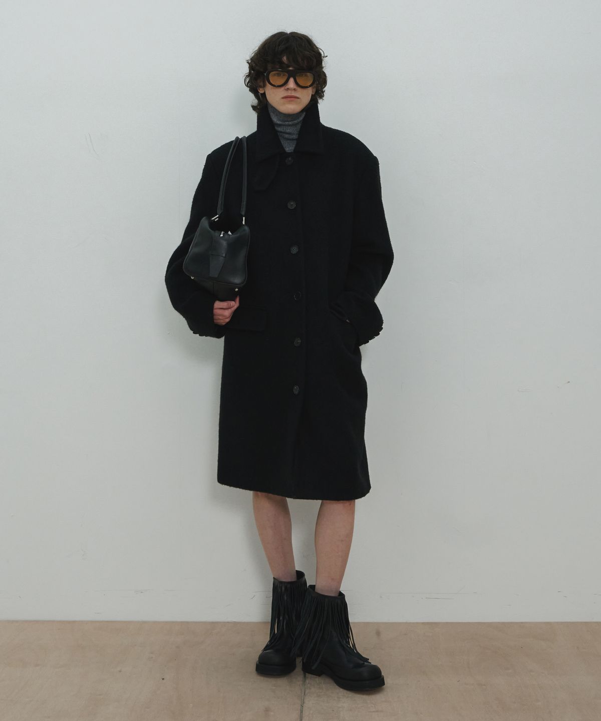 문선(MOONSUN) UNISEX, Wool Classic Mac Coat / Black