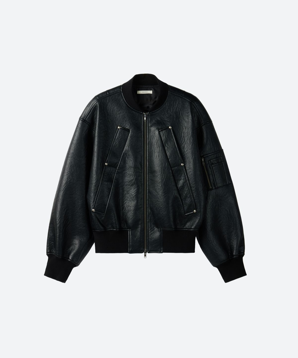 문선 아카이브(MOONSUN ARCHIVE) UNISEX, 4 Pocket Vegan Leather MA-1 Jacket / Black