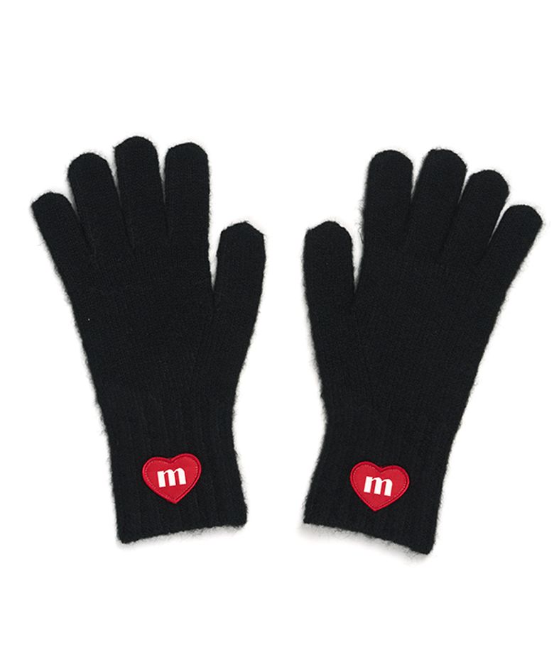 LOVE M FINGER HOLE KNIT GLOVES BLACK
