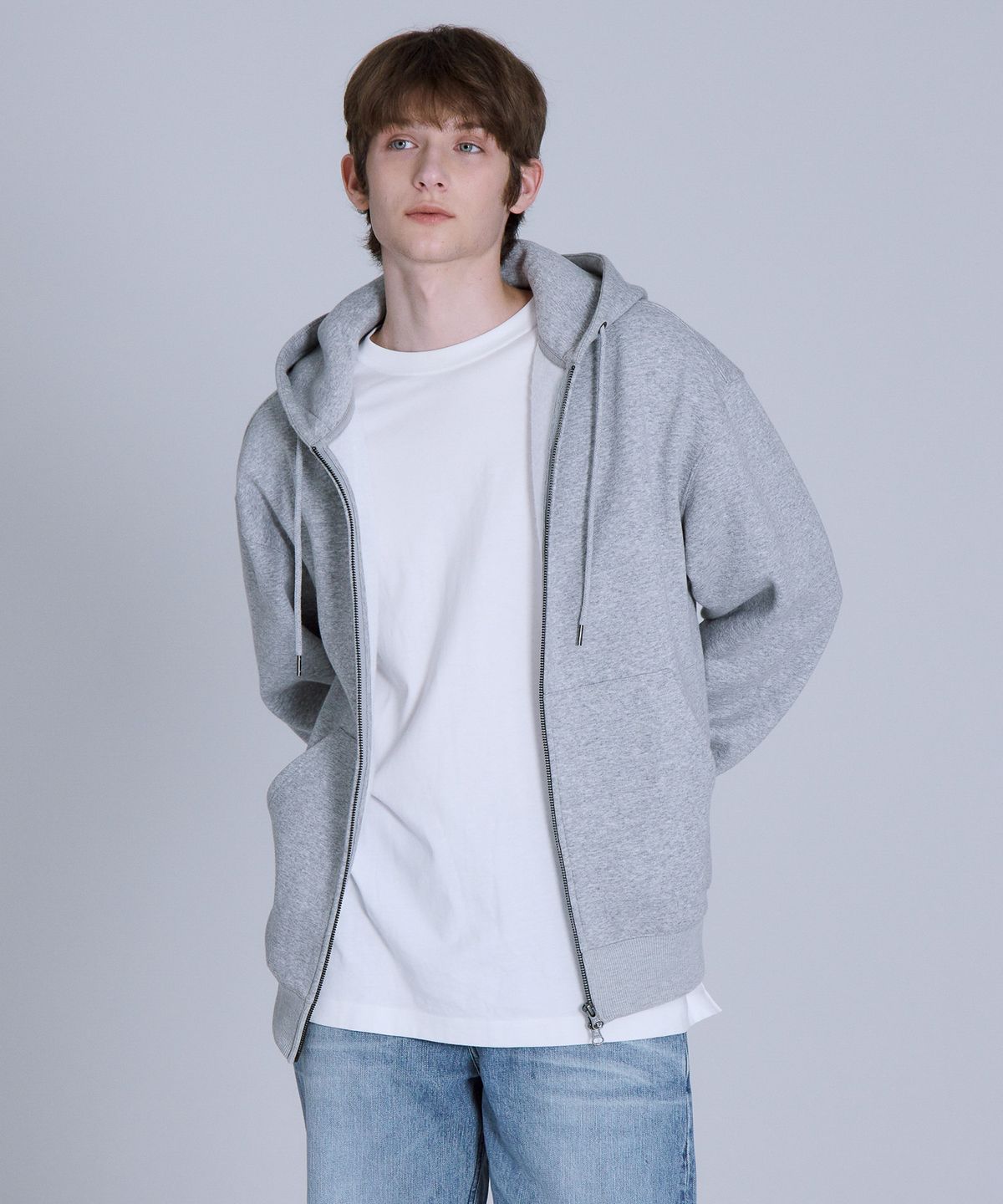 베이직하우스(BASIC HOUSE) UNI 레이어드 라운드 반팔티셔츠 화이트_일반기장(+4cm) LATS0104