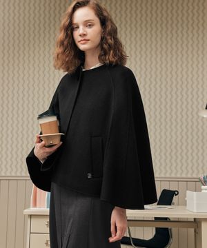 핸드메이드 케이프 코트 / 블랙