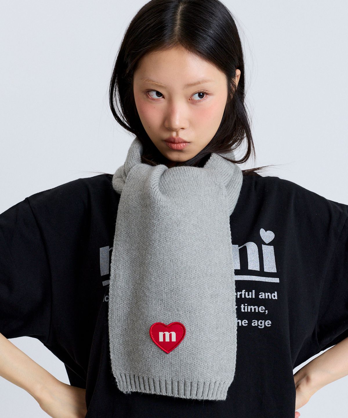 마크니(MACNI) LOVE M KNIT MUFFLER GREY