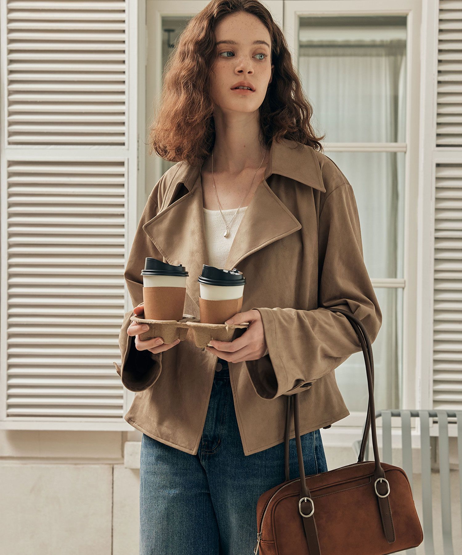 MUSINSA | ZERO STREET Suede double-breasted jacket / beige