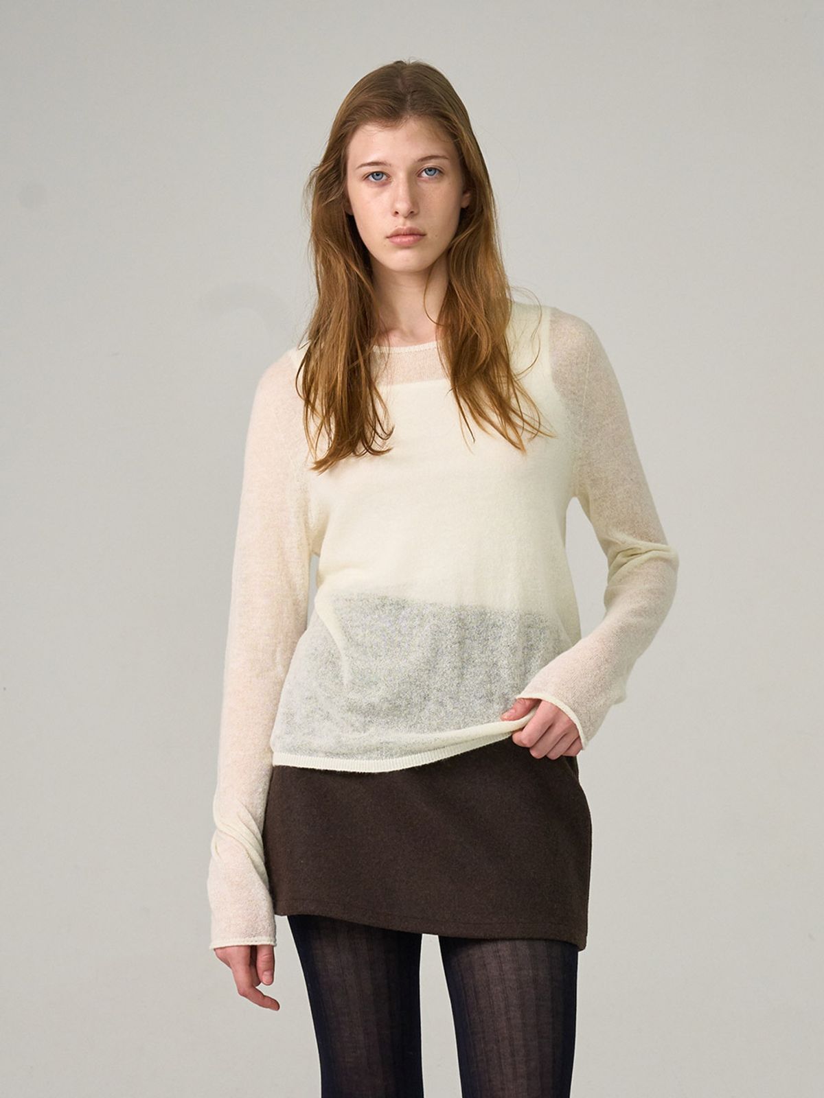 헌치(HUNCH) Soft Alpaca Blend Round Knit (2color)