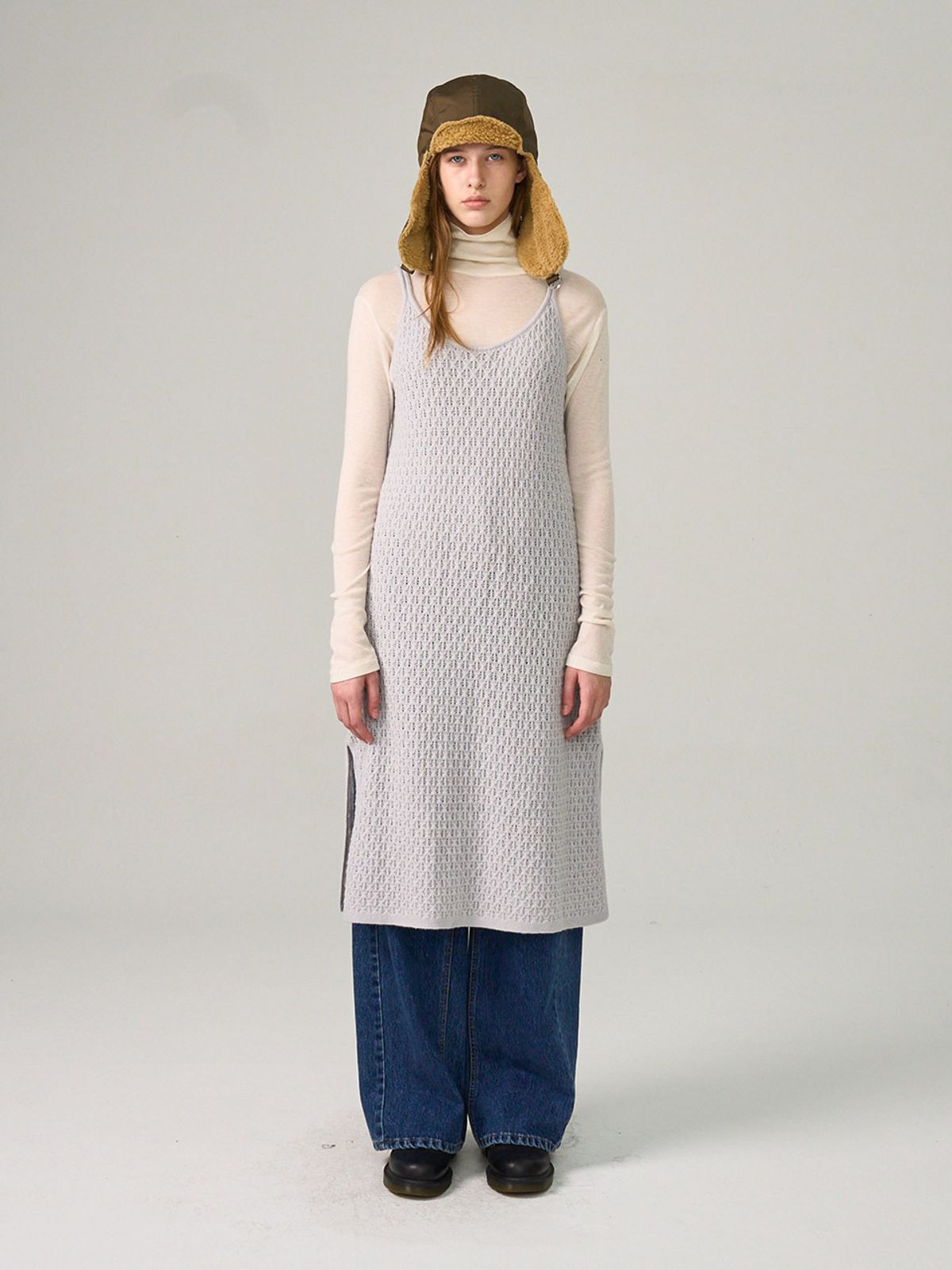 헌치(HUNCH) Teticulated Tissue Long Knit Dress (2color)