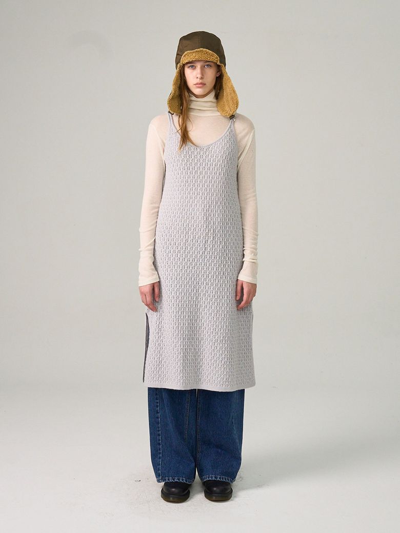 Teticulated Tissue Long Knit Dress (2color)