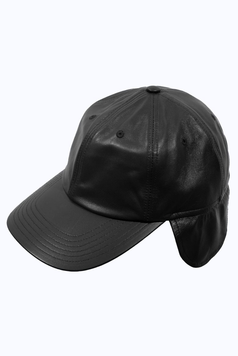 Leather earflap cap - Black