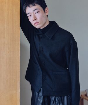 유니섹스 에든버러 하프 코트 블랙