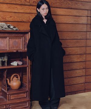 유니섹스 그레인 핸드메이드 코트 블랙