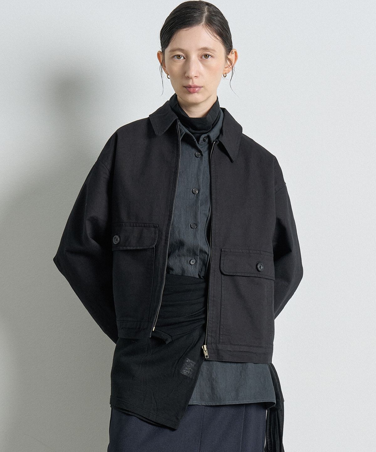 해브 앤 해브(HAVE8HAVE) COTTON ZIP-UP BLOUSON BLACK