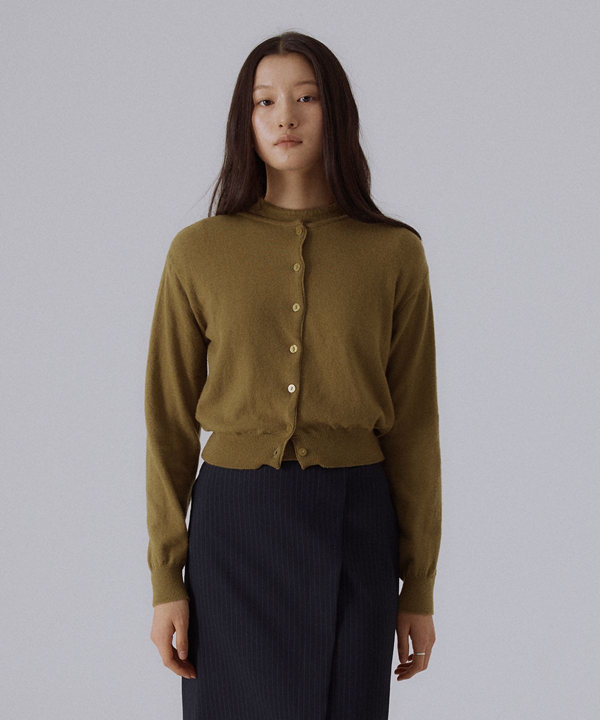 실른(SILN) Ever wool knit cardigan (OLIVE)