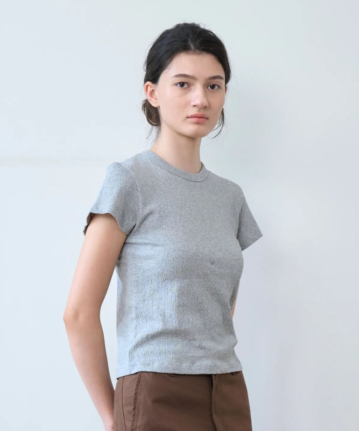 얼디르(EOLTR) Basic Tencel T-Shirt, Melange Grey