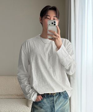 로우 컷 슬럽 긴팔 티셔츠[WHITE]