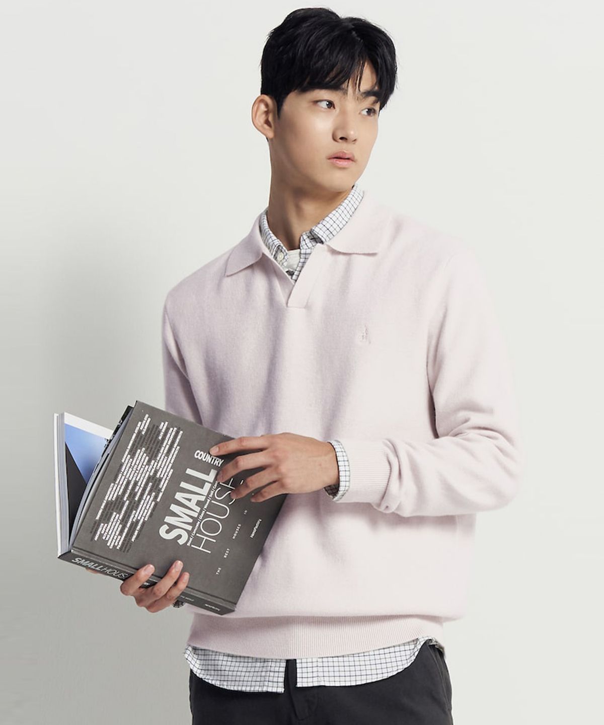 빈폴 멘(BEANPOLE MEN) 베럴비 오픈 칼라넥 니트  아이보리