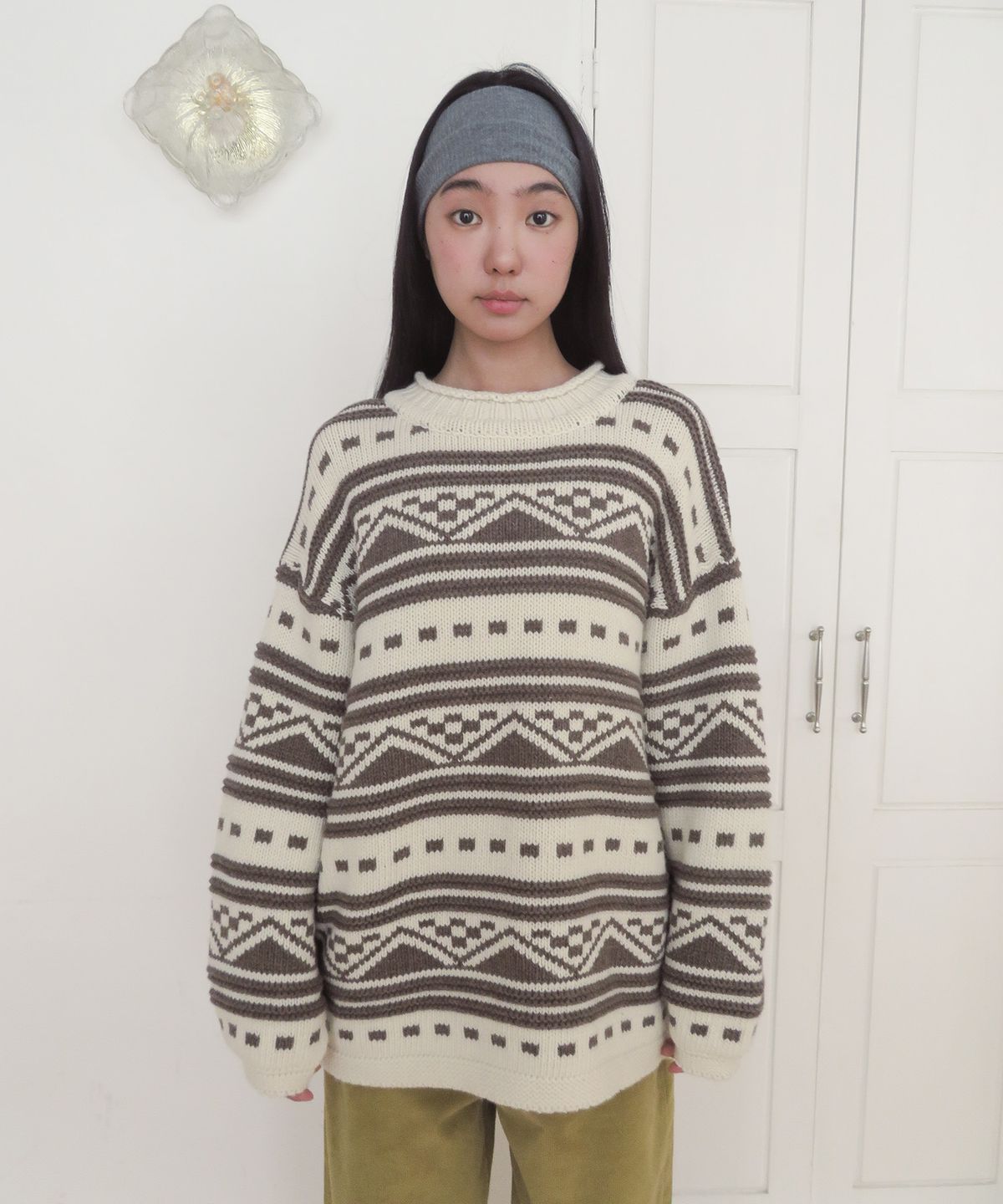 펀프롬펀(FUNFROMFUN) Nomad Fair Isle Pullover, Brown