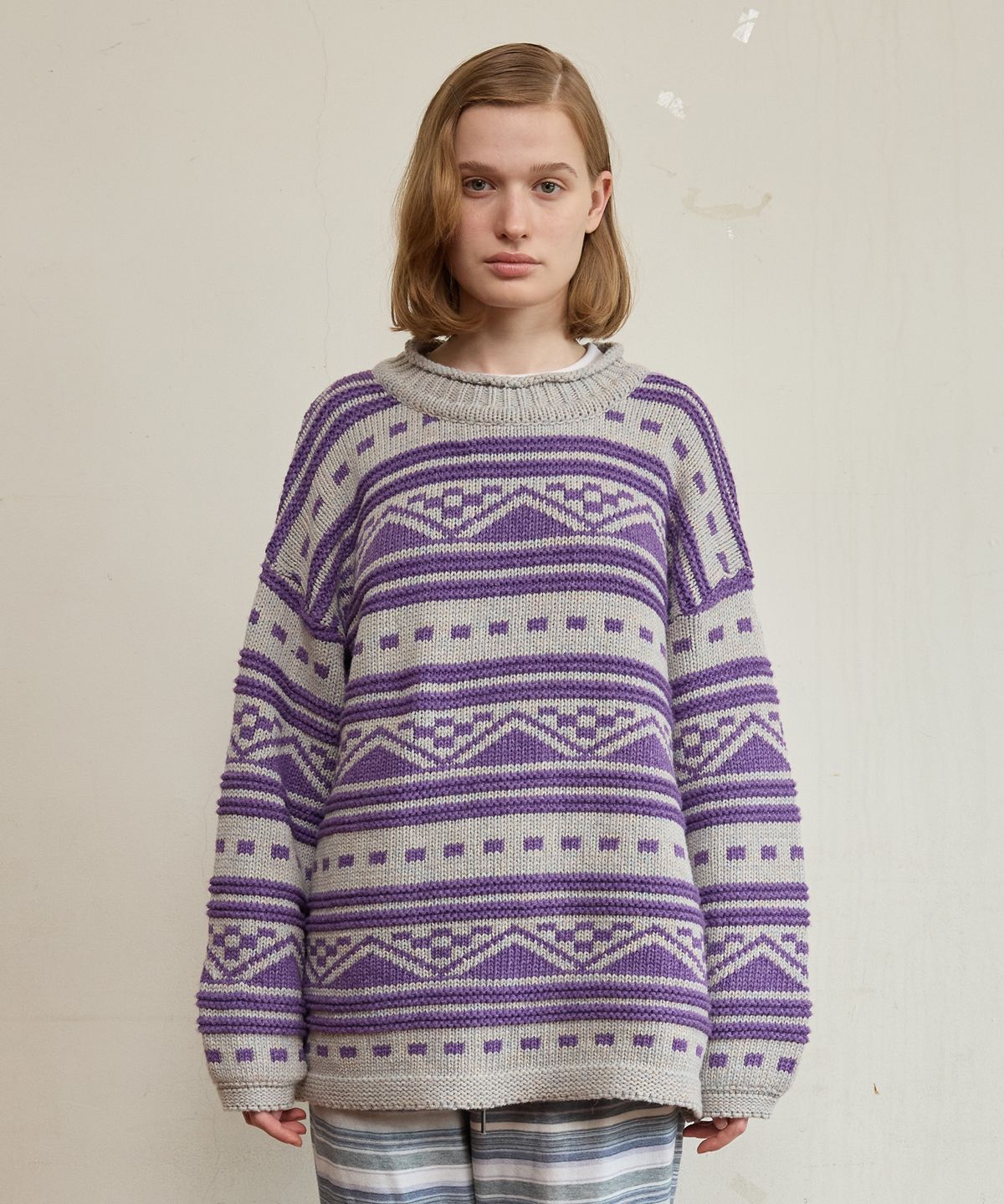 펀프롬펀(FUNFROMFUN) Nomad Fair Isle Pullover, Violet