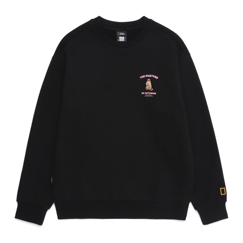N254USW930 동물 그래픽 맨투맨 BLACK
