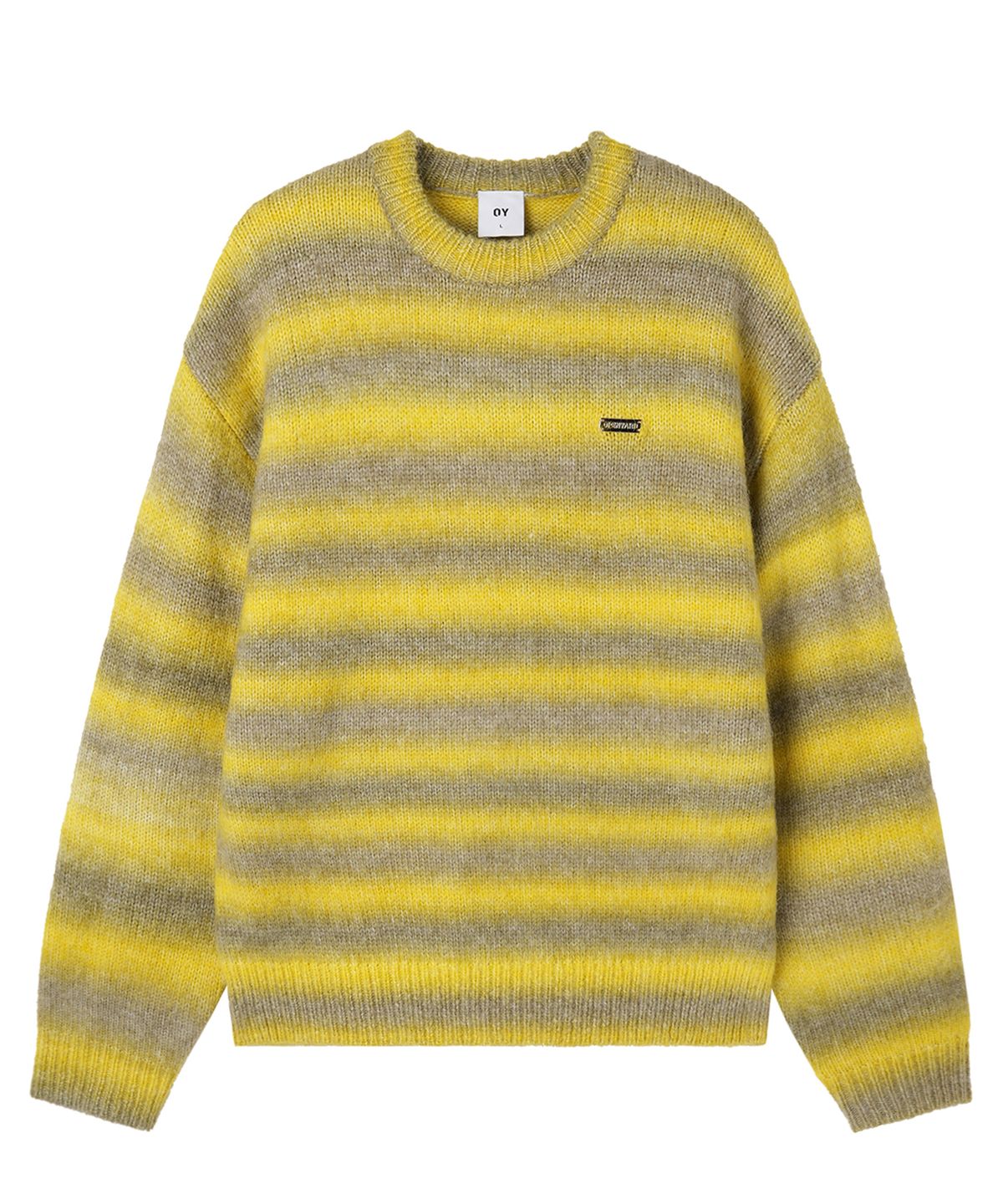 오픈야드(오와이)(OPENYARD(OY)) HAIRY GRADIENT STRIPED KNIT - YELLOW