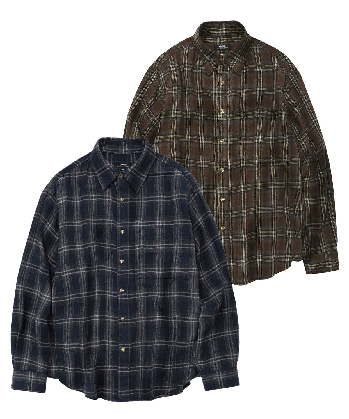 카네이테이(KANEITEI) [2PACK] EASY FLOW CHECK SHIRTS (4colors)