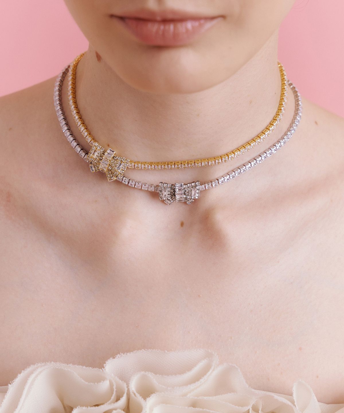 마티아스(MATIAS) Ribbon mini Choker (Silver)