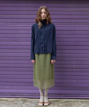 루메느 하이넥 스웨이드 무드 셔츠_Lumene Shirt