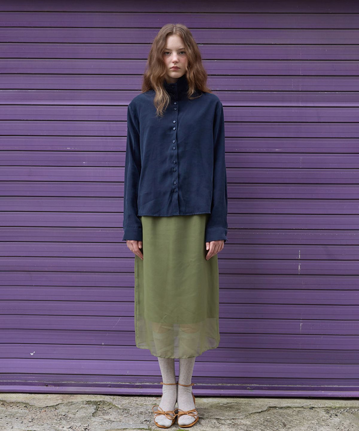 뮈르뮈르(MURMURE) 루메느 하이넥 스웨이드 무드 셔츠_Lumene Shirt