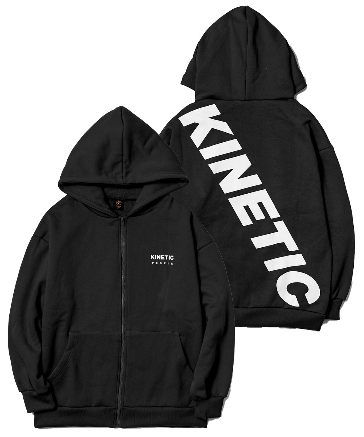 키네틱피플(KINETICPEOPLE) 크로스 오버핏 후드 집업 블랙
