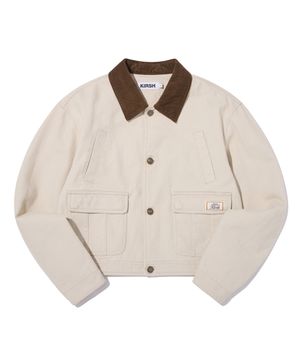 코듀로이 카라 크롭 워크 자켓 [라이트 베이지]