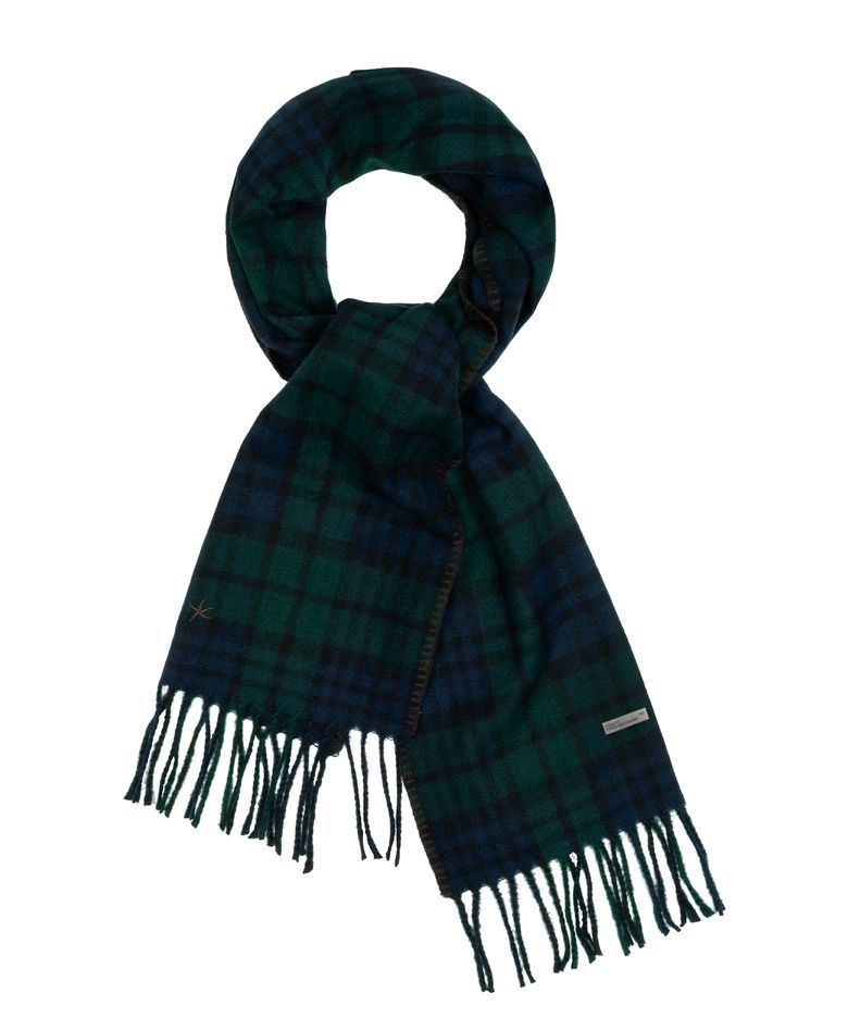 TCM mini logo check muffler (green/navy)