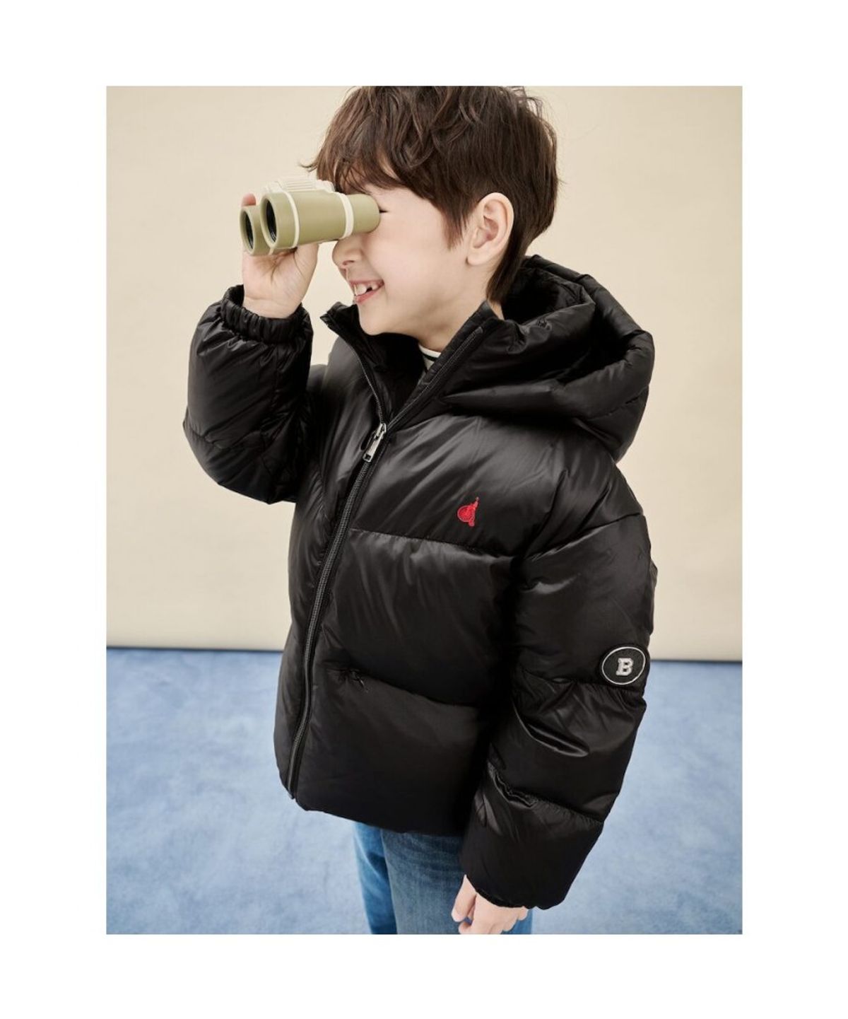 빈폴 키즈(BEANPOLE KIDS) 베이직 덕다운 푸퍼 숏패딩  블랙 (BI5X38U045)