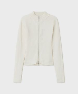 (W) 래글런 니트 집업 - 아이보리