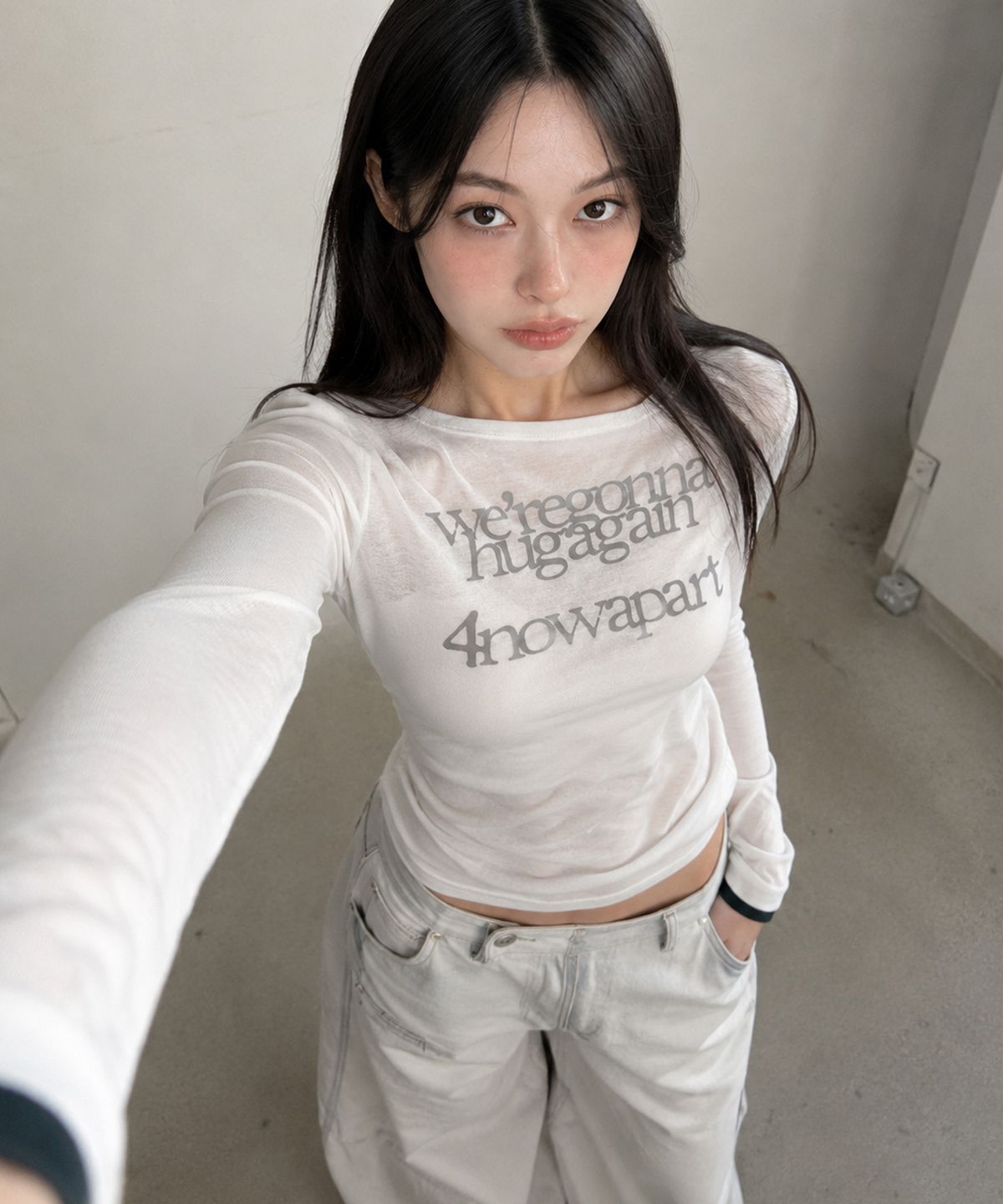 매고렌 서울(MAGORENSEOUL) Hugagain 텐셀 레이어드 롱슬리브 화이트