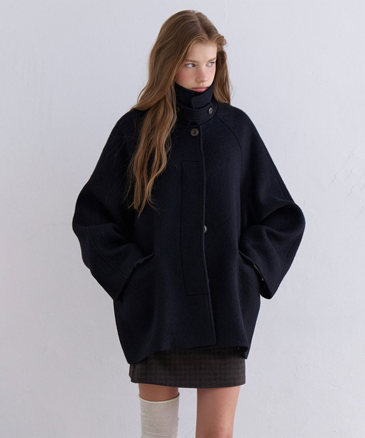 뮈르뮈르(MURMURE) 마레 하이넥 울 하프코트_Mare Wool Half Coat