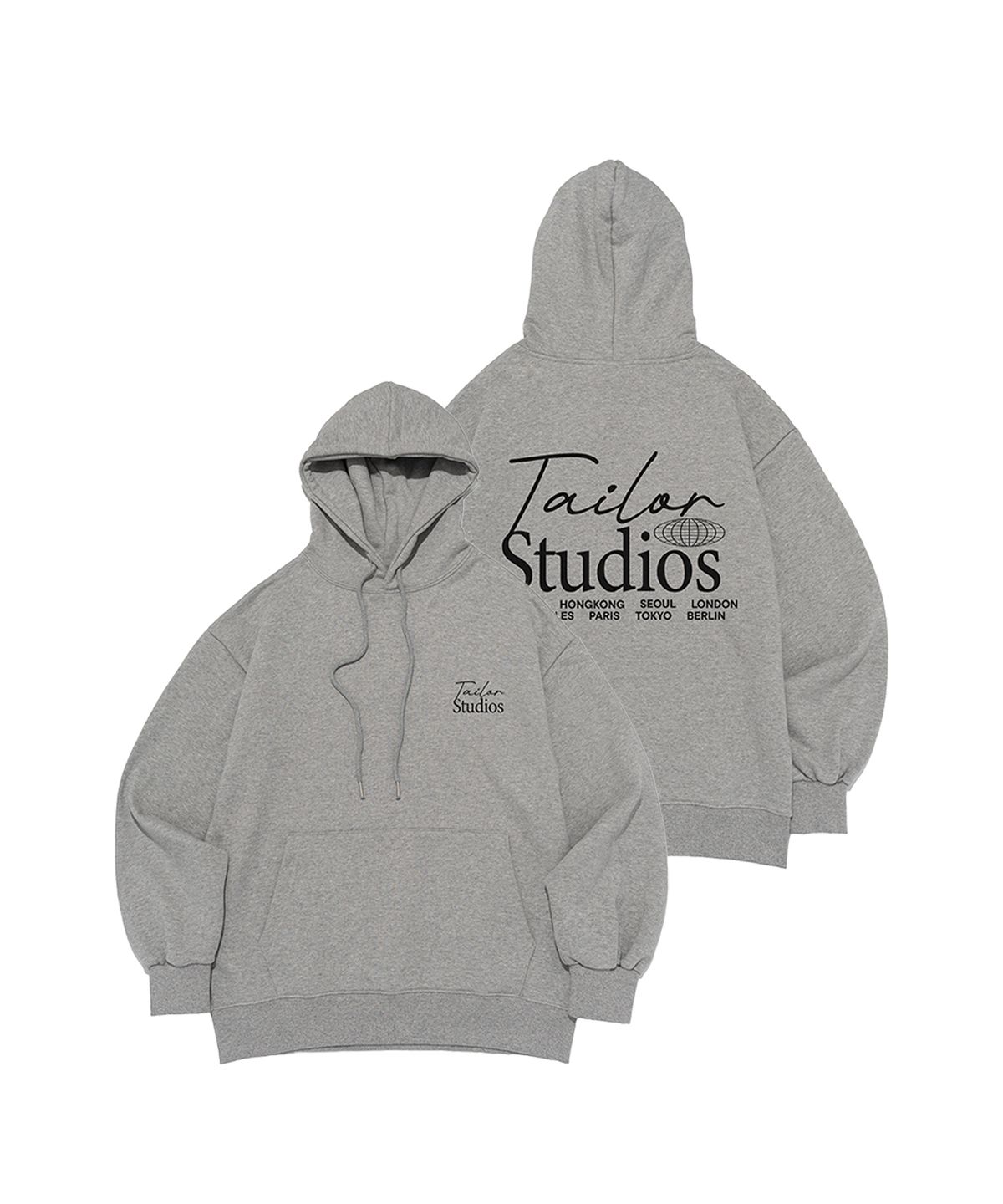 테일러 스튜디오(TAILOR STUDIO) [기모/NO기모] 월드 시티 백포인트 후드티 (멜란지)