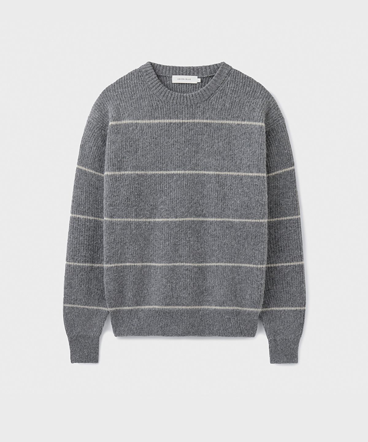 유니온블루(UNION BLUE) ALPACA BRUSHED STRIPE KNIT [GRANITE]