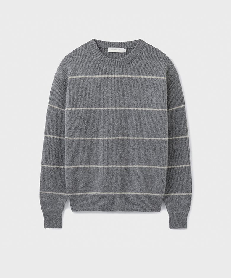 ALPACA BRUSHED STRIPE KNIT [GRANITE]