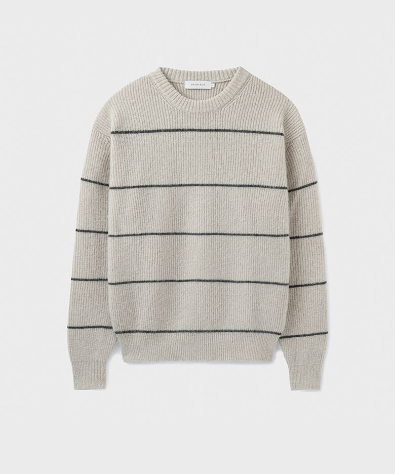 ALPACA BRUSHED STRIPE KNIT [IVY SAND]