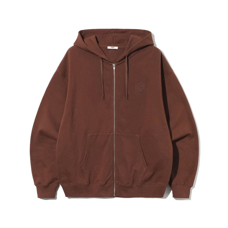 남녀공용 프레피 씰로고 후드 집업[BROWN](UB9GD42)