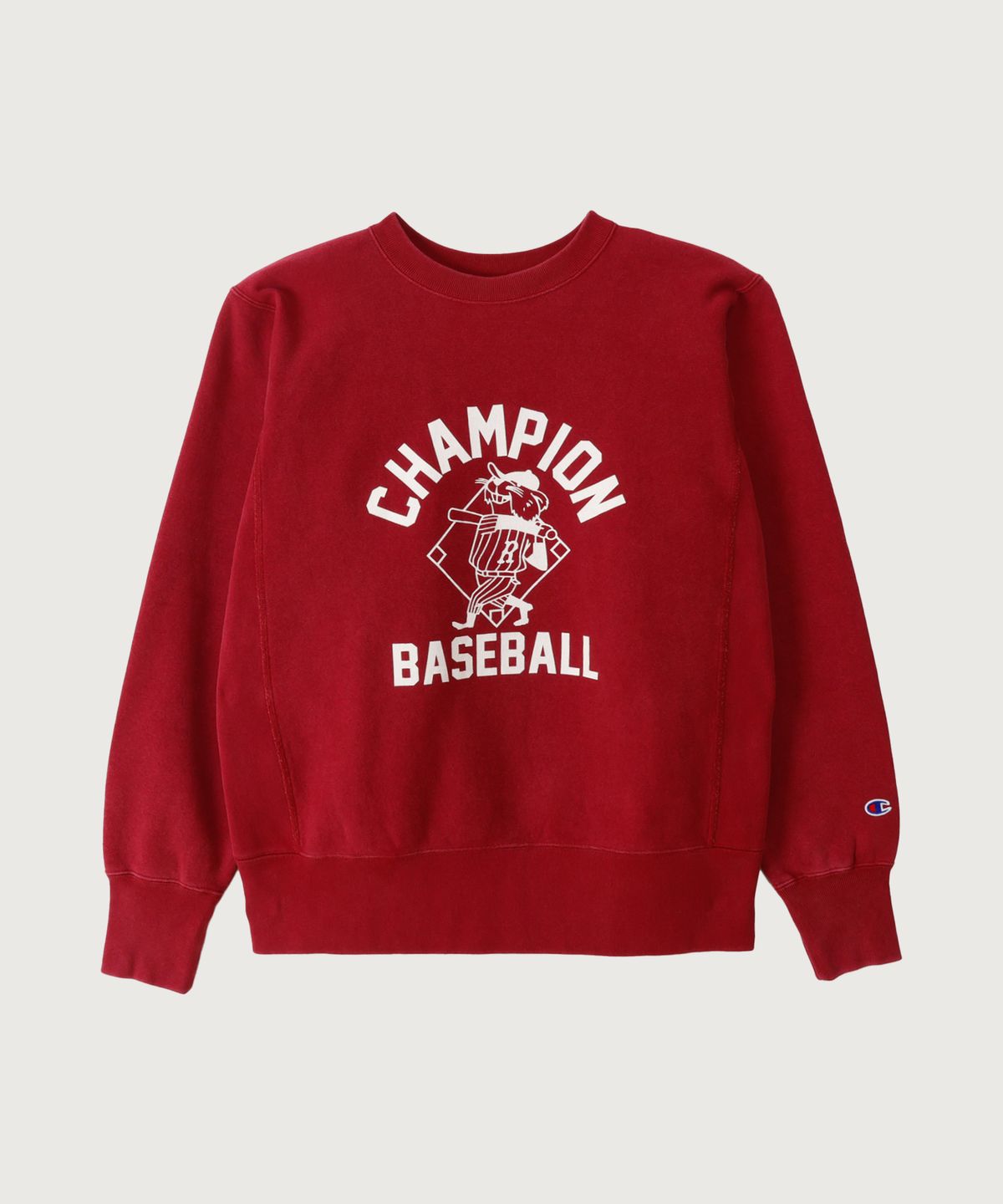 챔피온(CHAMPION) 리버스위브 BASEBALL 레귤러핏 기모 스웨트셔츠 Maroon