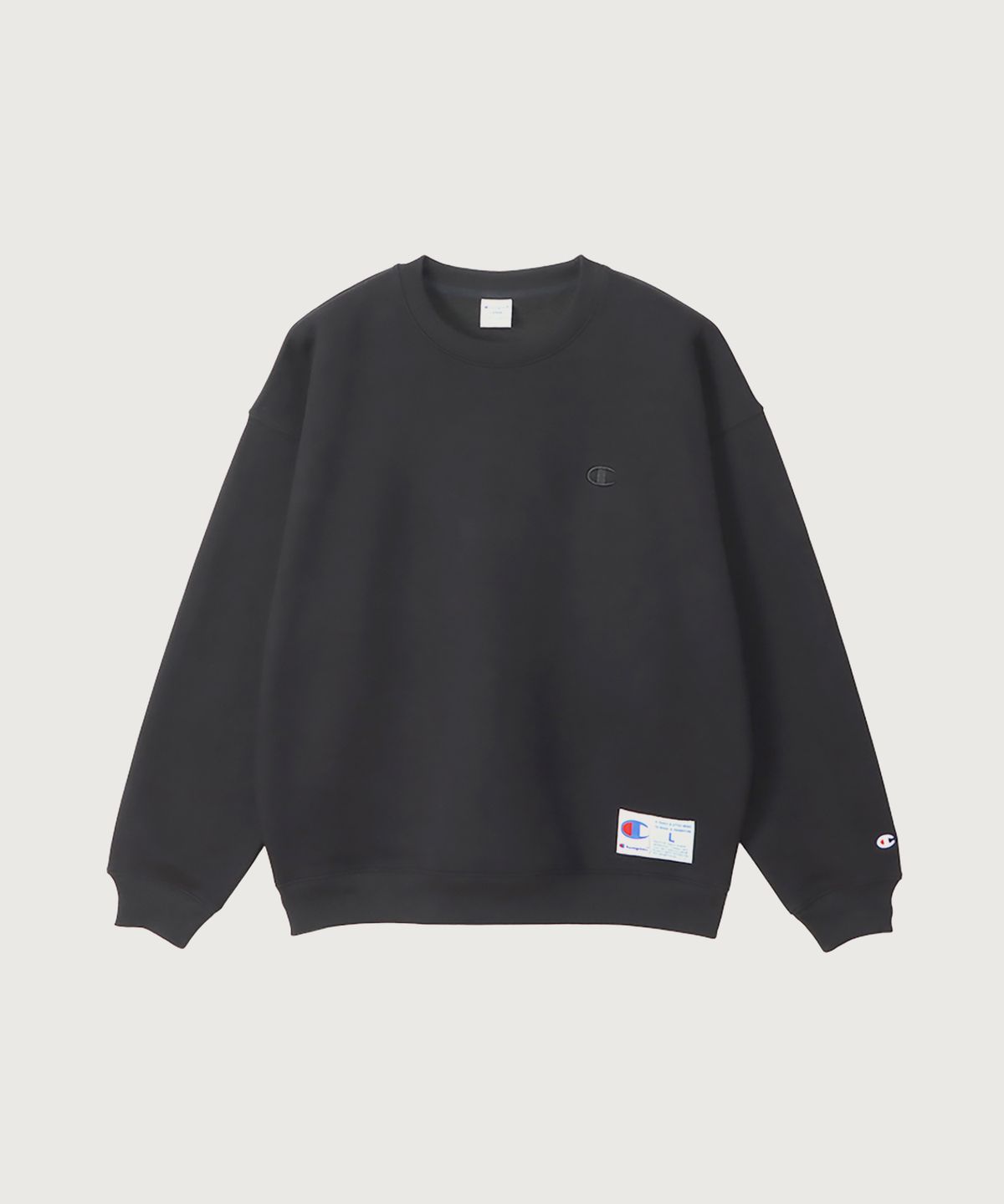 챔피온(CHAMPION) C로고 오버핏 조그택 스웨트셔츠 Black