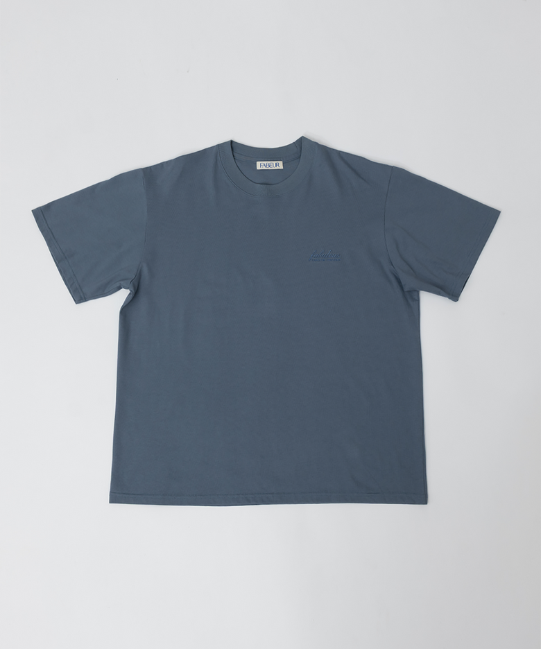 LETTERING EMBROIDERED T-SHIRT (ASH BLUE)
