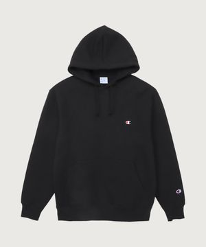 C로고 레귤러핏 후드 티셔츠 Black