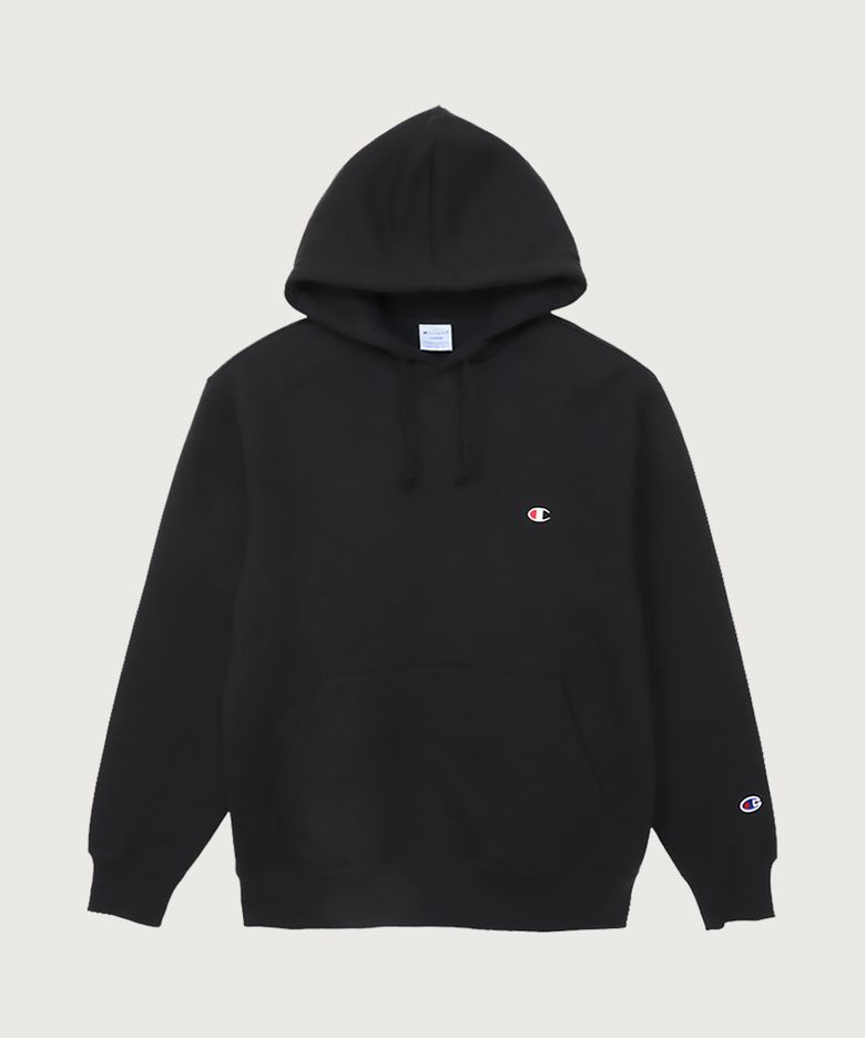 C로고 레귤러핏 후드 티셔츠 Black